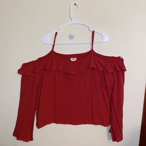 Orange off the shoulder blouse